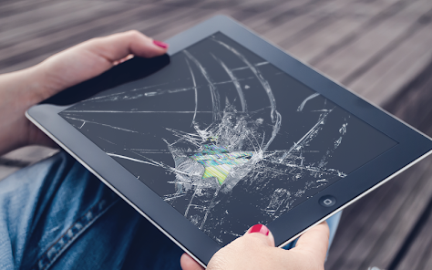 iPad com tela danificada para serviço de troca de telas